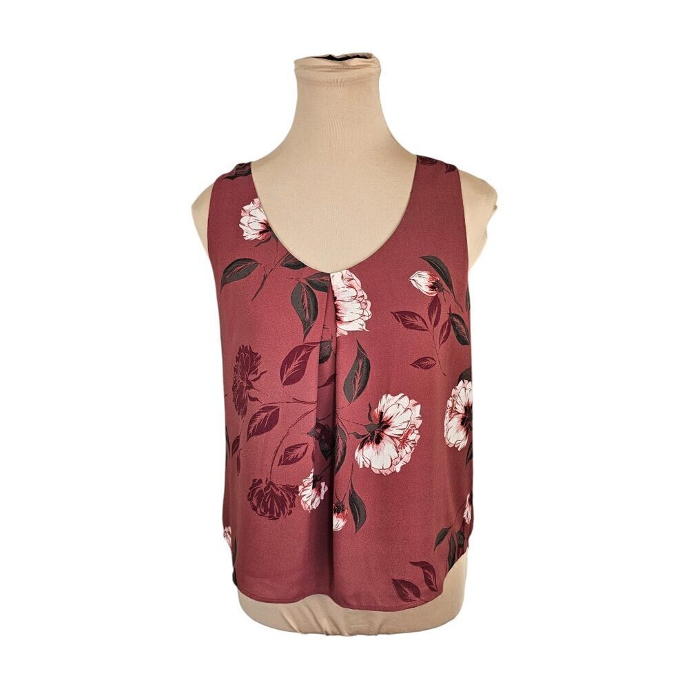RW&CO NWT Burgundy Mauve Red Floral Blouse Sz M